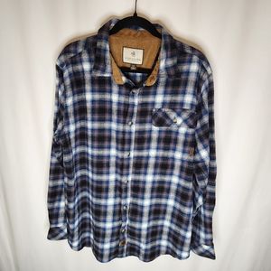Legendary Whitetails Men's Size LG Blue Plaid Button Down Flannel Corduroy Shirt
